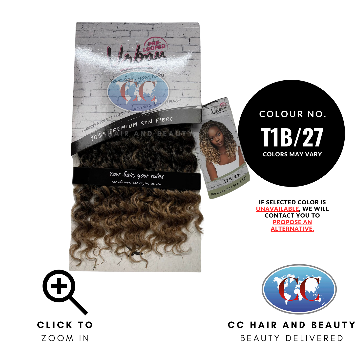 Urban Pre-looped Bermuda Box Braid 12”-Colour T1B/27