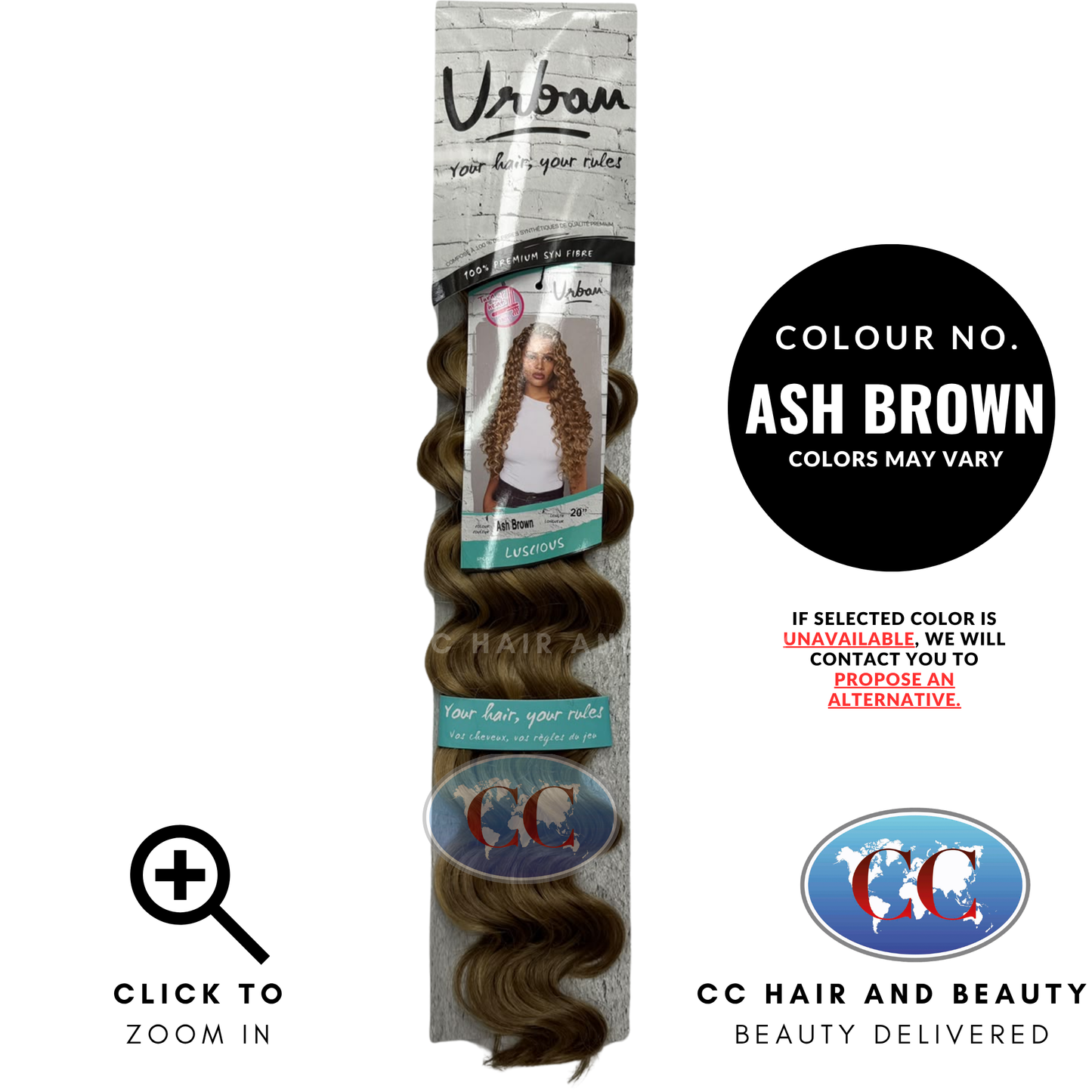 Urban Protective Hair Style Crochet Braids- Luscious 20" - ASH BROWN