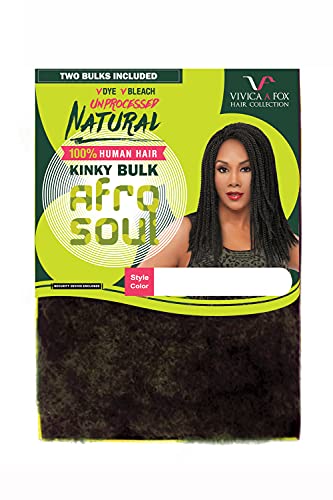 Vivica A Fox Hair Collection HKBK16-N 100% Unprocessed Natural Human Hair Afro Curl Kinky Bulk Extension, Natural, 5.8 Ounce