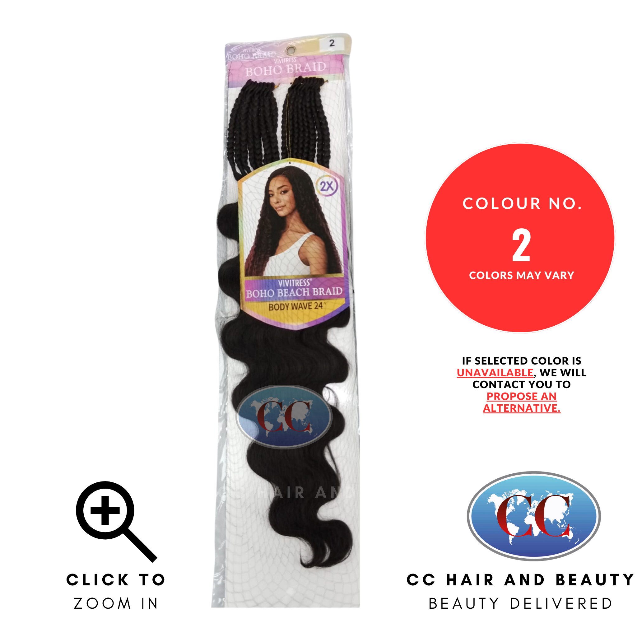 Vivitress Boho Beach Braid Body Wave 24"- colour 2