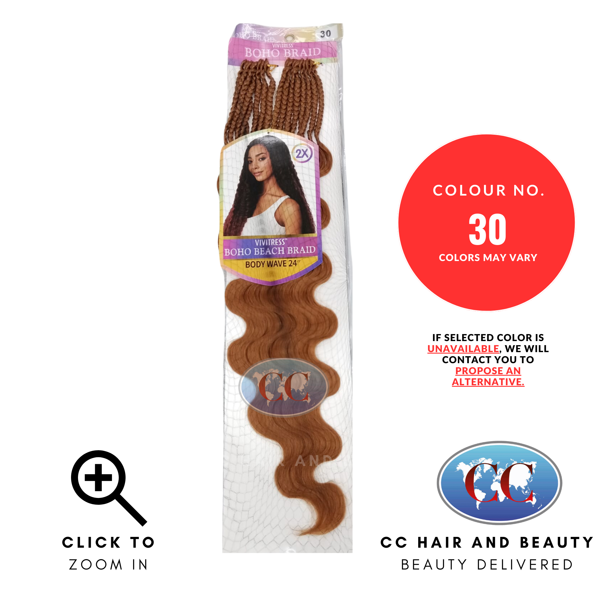 Vivitress Boho Beach Braid Body Wave 24"- colour 30