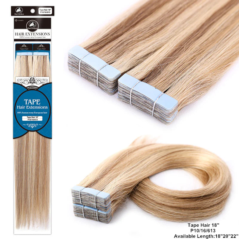 Dressmaker 100% Human Remy European Tape Hair Extensions Straight - 40Pcs