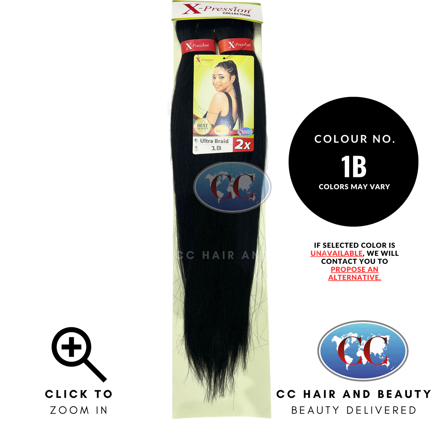 X-Pression Ultra Braid 2X Pre-Stretched Braiding Hair-1B