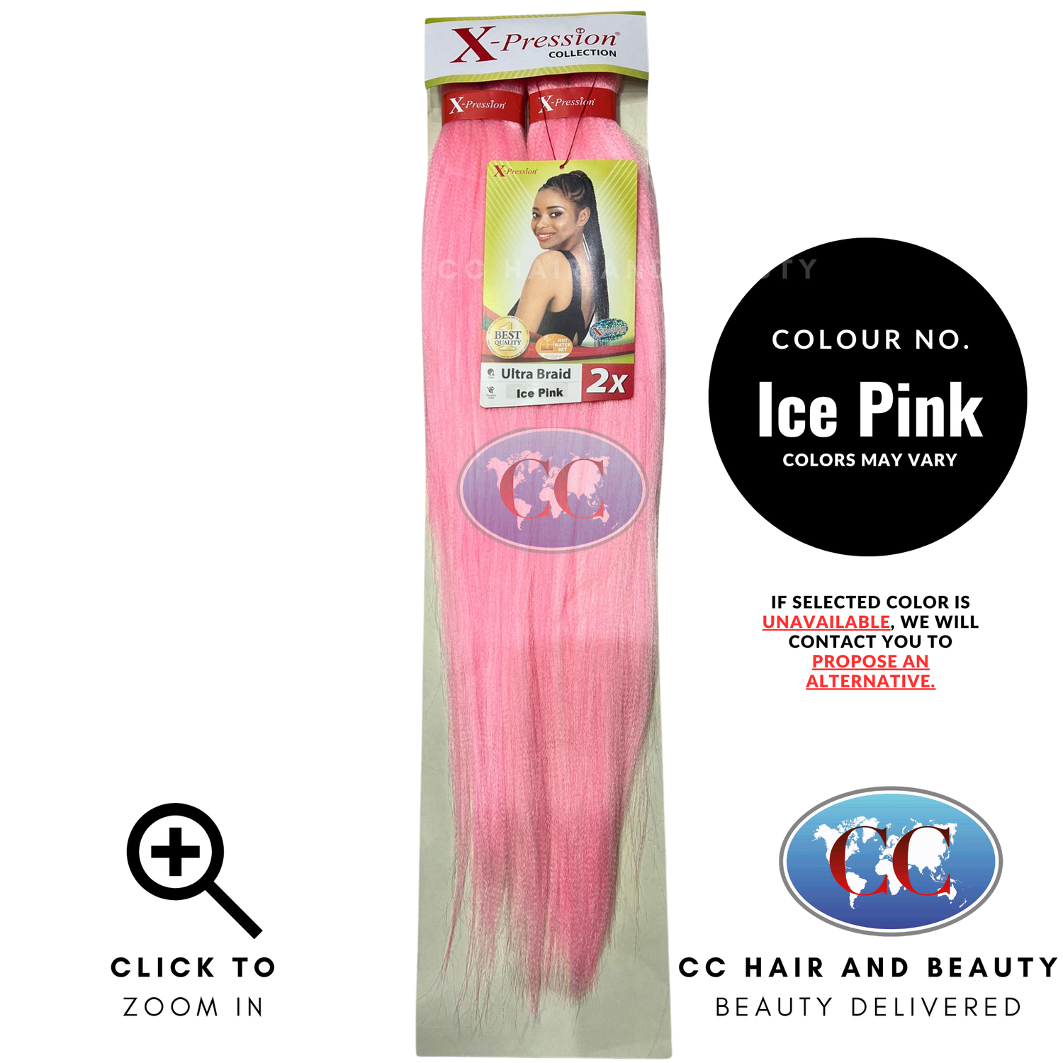 X-Pression Ultra Braid 2X Pre-Stretched Braiding Hair-Ice Pink