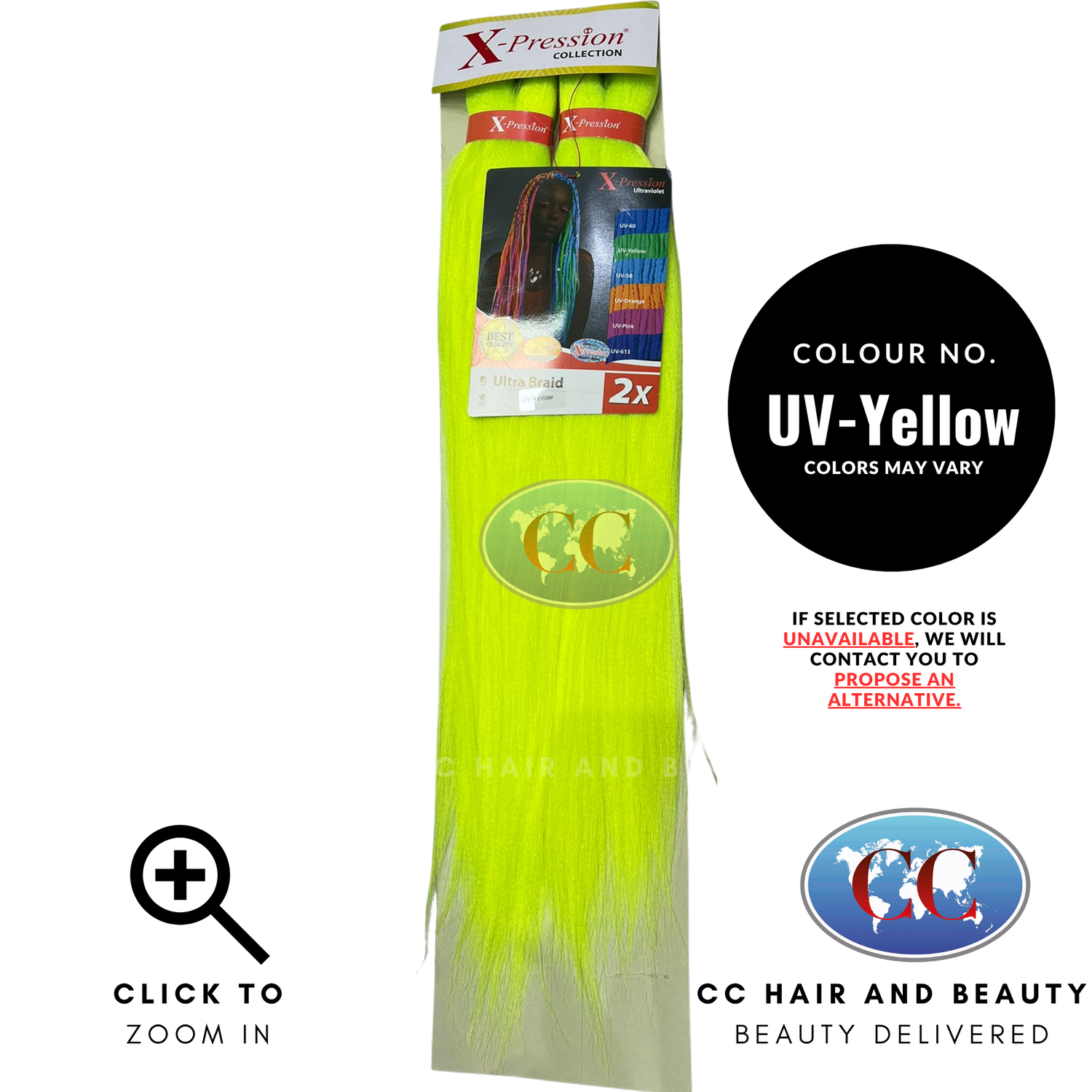 X-Pression Ultra Braid 2X Pre-Stretched Braiding Hair-UV-Yellow