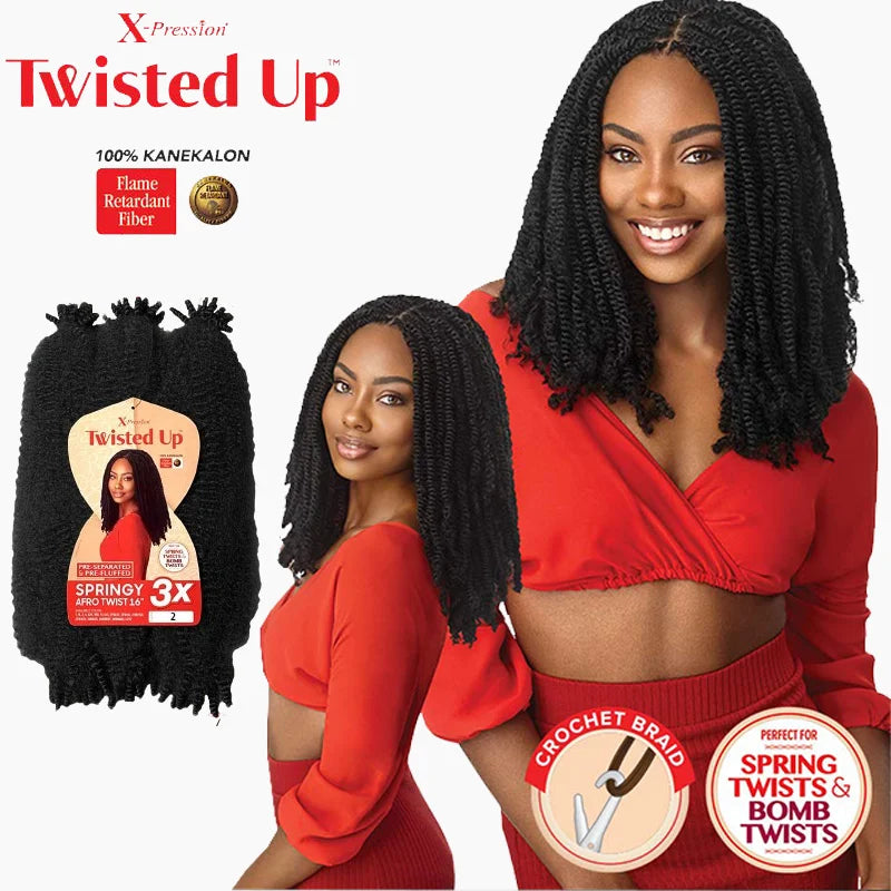 Outre Crochet Braids X-Pression Twisted Up 3X Springy Afro Twist 16", 24" & 30"