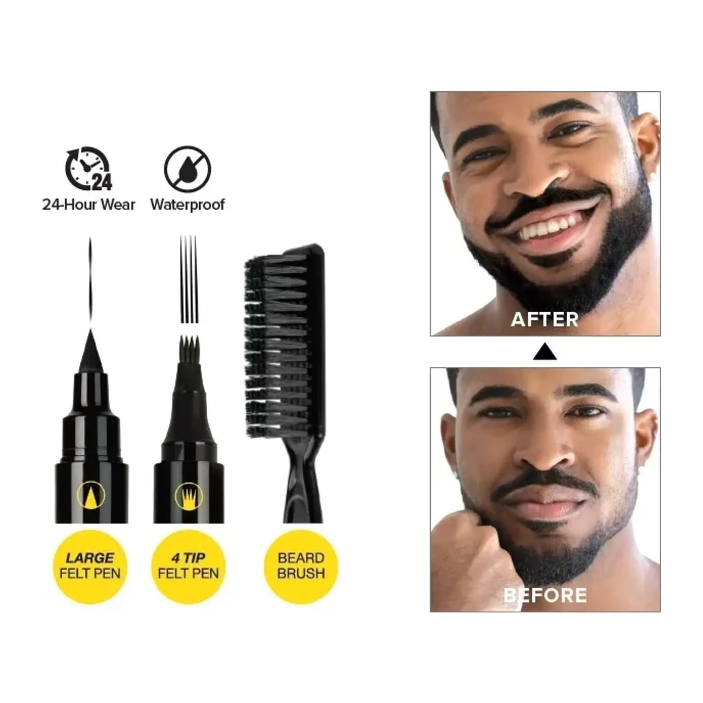 Absolute New York dual-ended beard filler pen and brush in Dark Brown, HCBP03