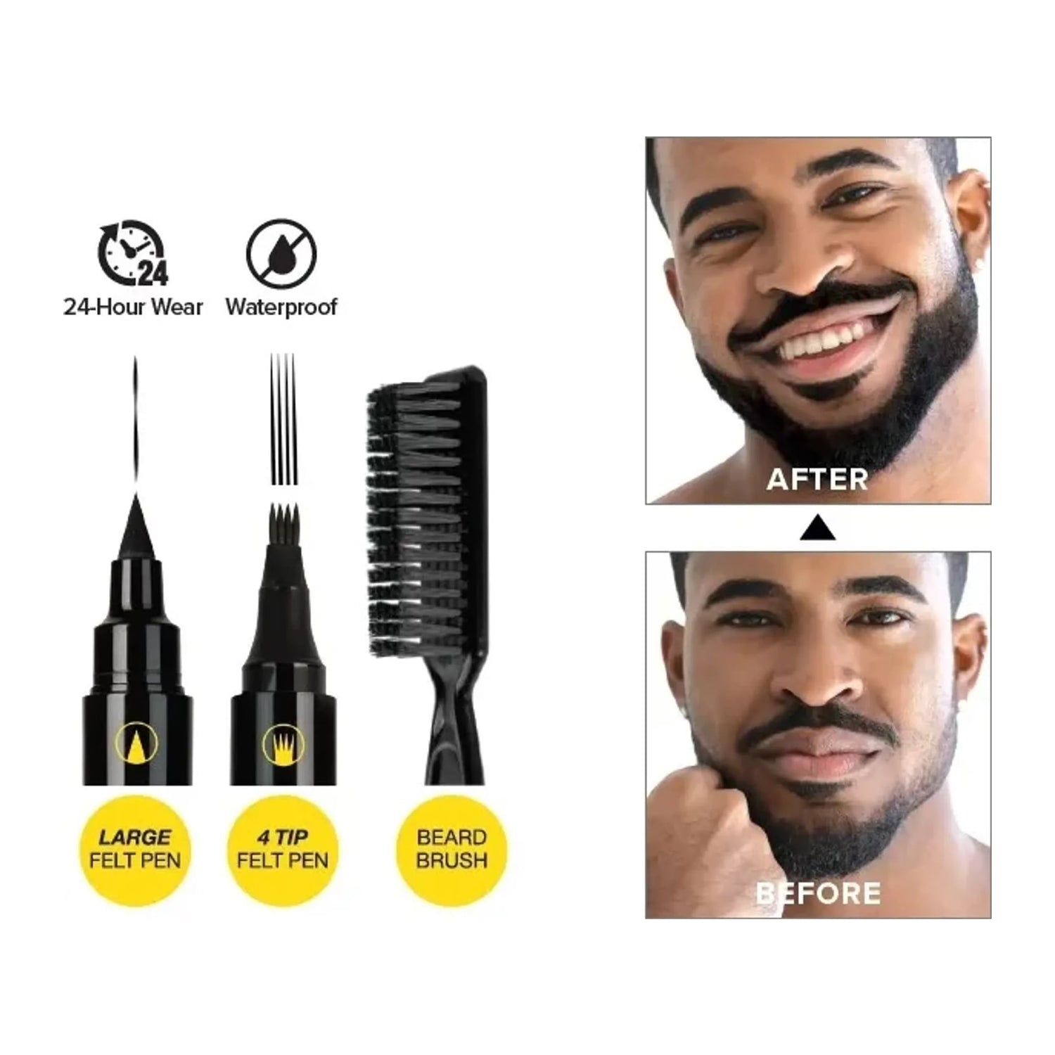 Absolute New York dual-ended beard filler pen and brush in Dark Brown, HCBP03