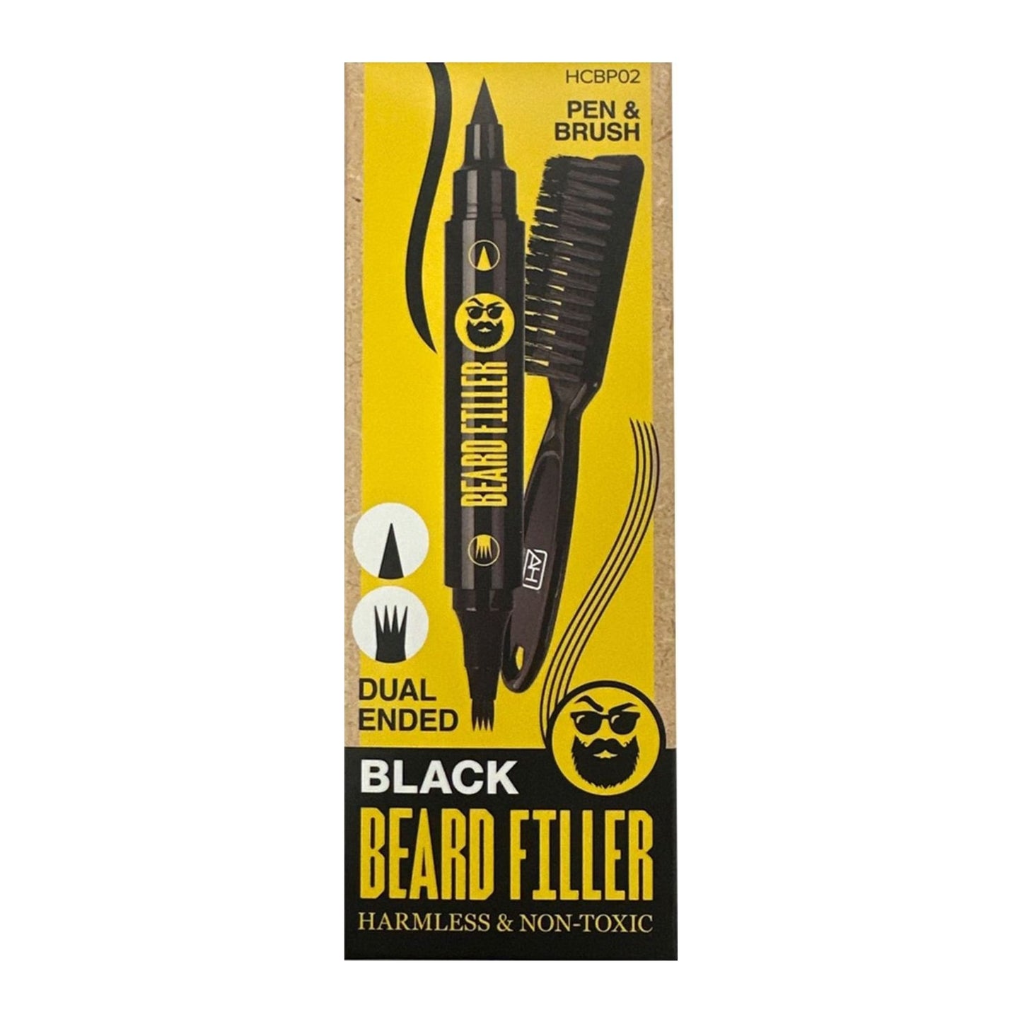 Absolute New York dual-ended beard filler pen and brush in Dark Brown, HCBP03