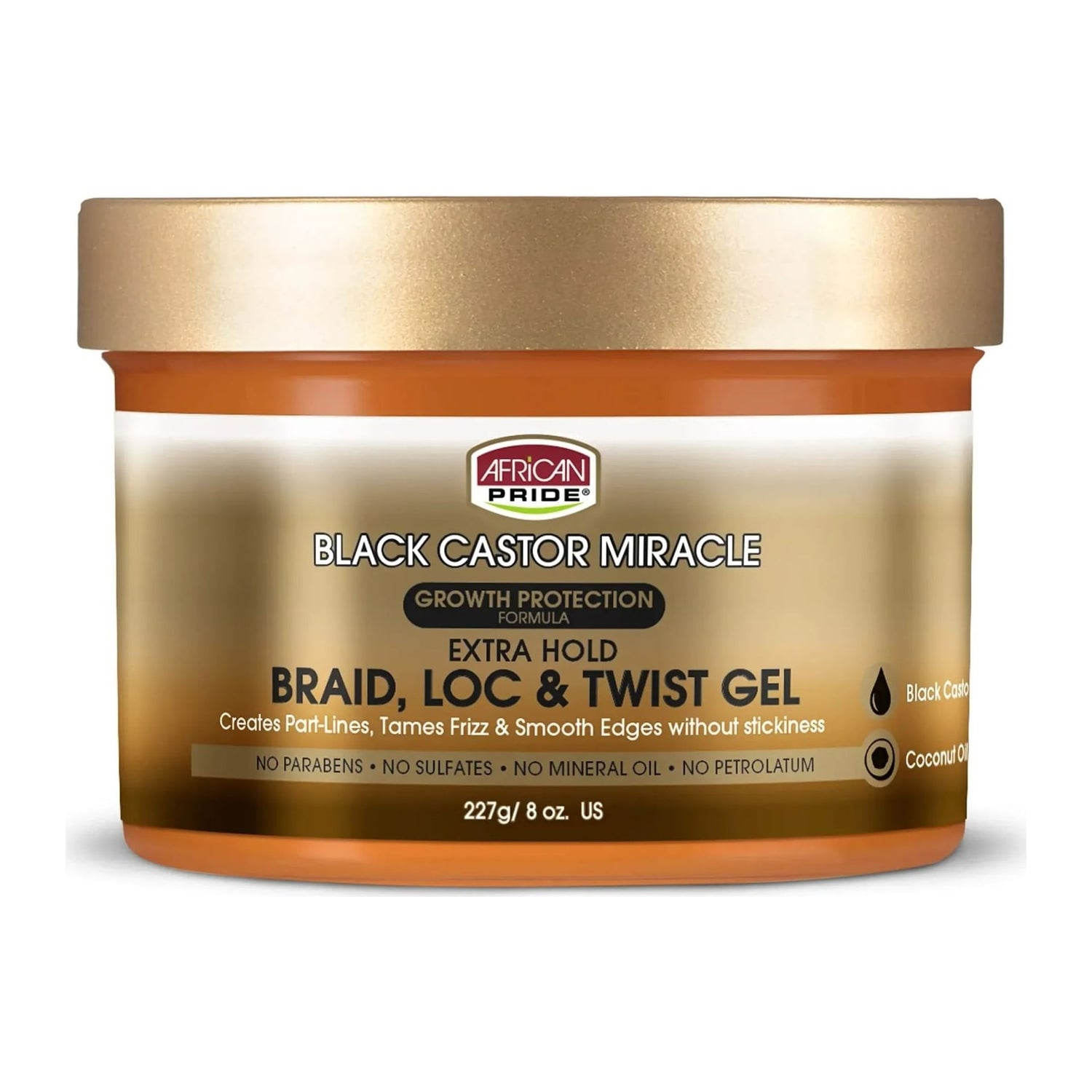 African Pride Black Castor Braid Loc & Twist Gel Extra Hold 8oz jar