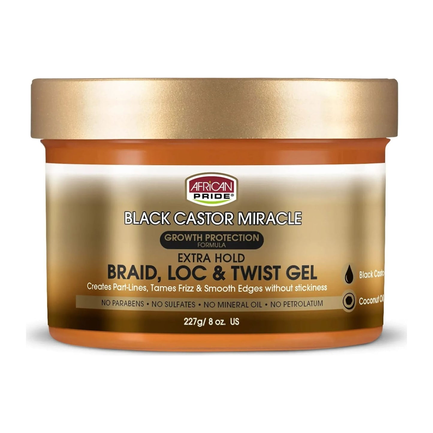 African Pride Black Castor Miracle Braid Loc & Twist Gel extra hold 8oz jar