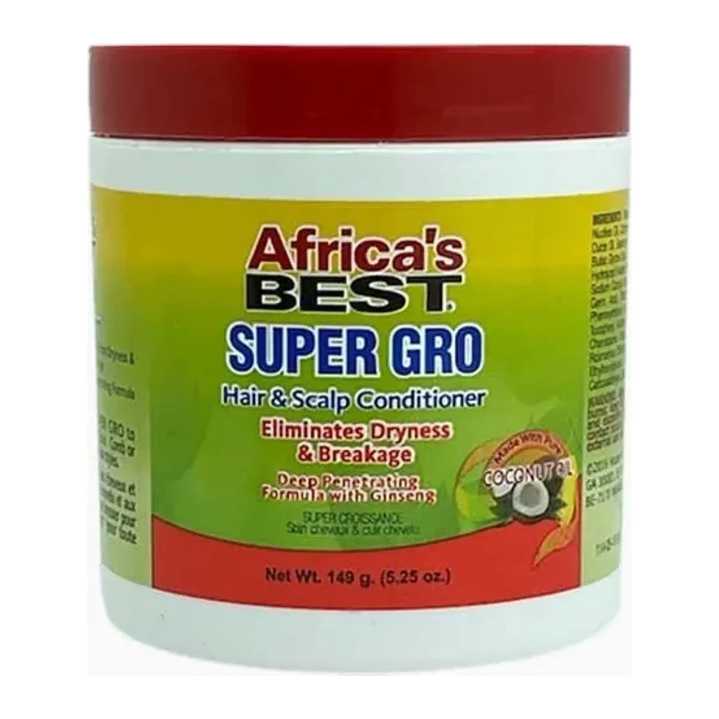 Africa's Best Super Gro Coconut Conditioner 175ml jar for dry and damaged hair