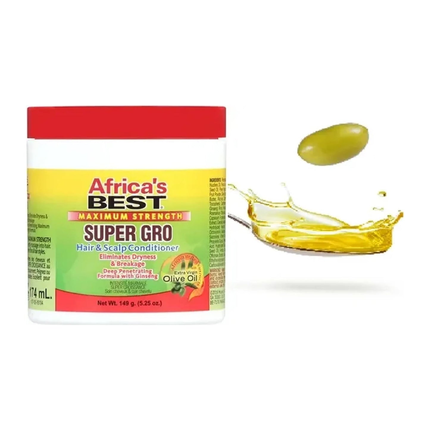 Africa's Best Super Gro Coconut Conditioner 175ml jar for dry and damaged hair