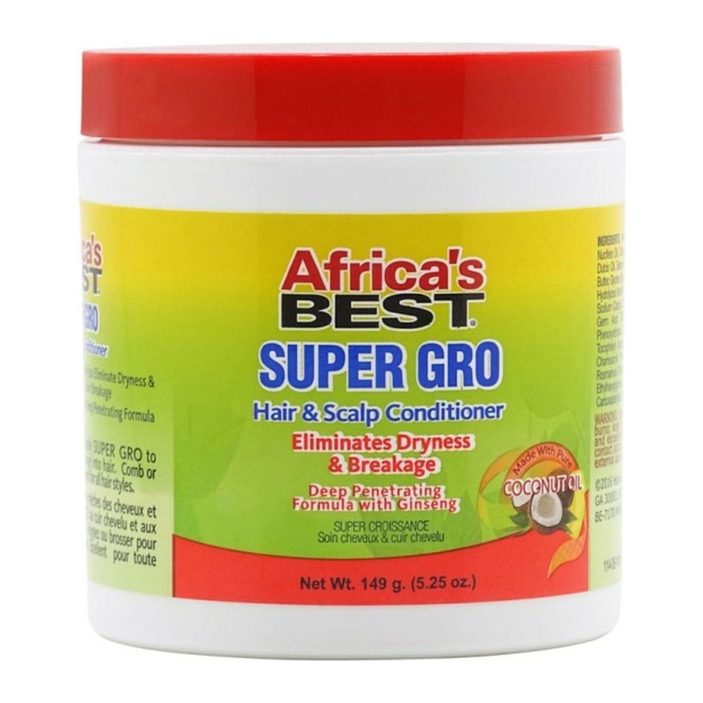 Africa's Best Super Gro Coconut Conditioner 175ml jar for dry and damaged hair