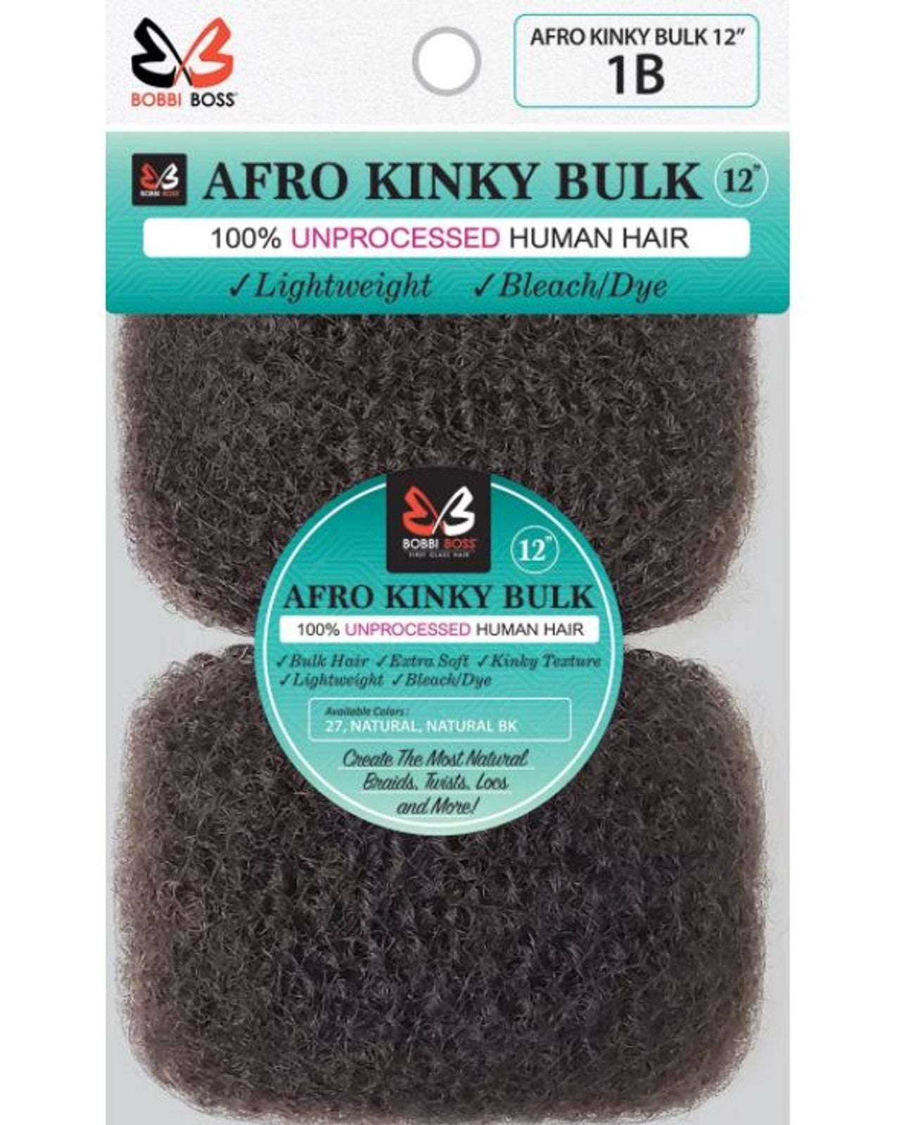 Bobbi Boss HH-Afro Kinky Bulk Natural Colour 12" and 16"