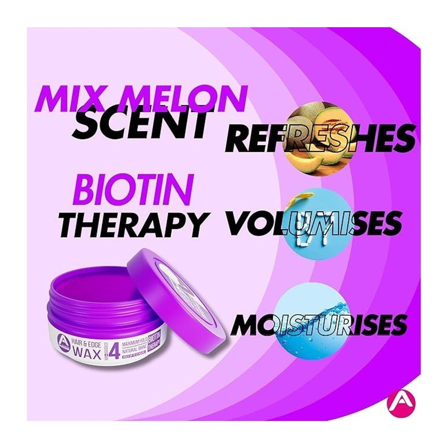 Allored Professional Biotin Therapy Edge Styling Wax Mix Melon strong hold gummy wax 150ml jar