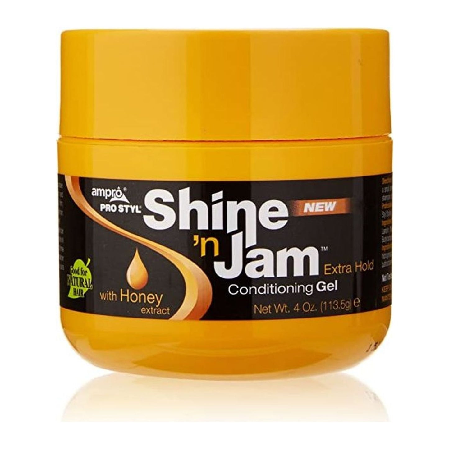 Ampro Shine 'N Jam Conditioning Gel Extra Hold with honey extract, 8oz jar