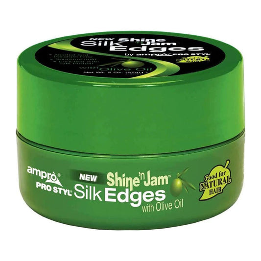 Ampro Shine 'n Jam Conditioning Olive Oil Silk Edges edge control 63g with extra firm hold