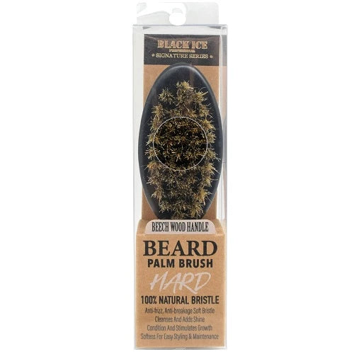Black Ice Beard Hard Natural Bristle Palm Brush