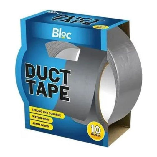 Bloc waterproof silver/grey cloth duct tape roll, 45mm wide x 10m long