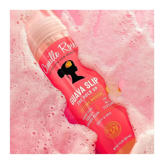 Camille Rose Guava Slip The Hold Up Setting Mousse 7oz curl-defining foam for curly and coily hair