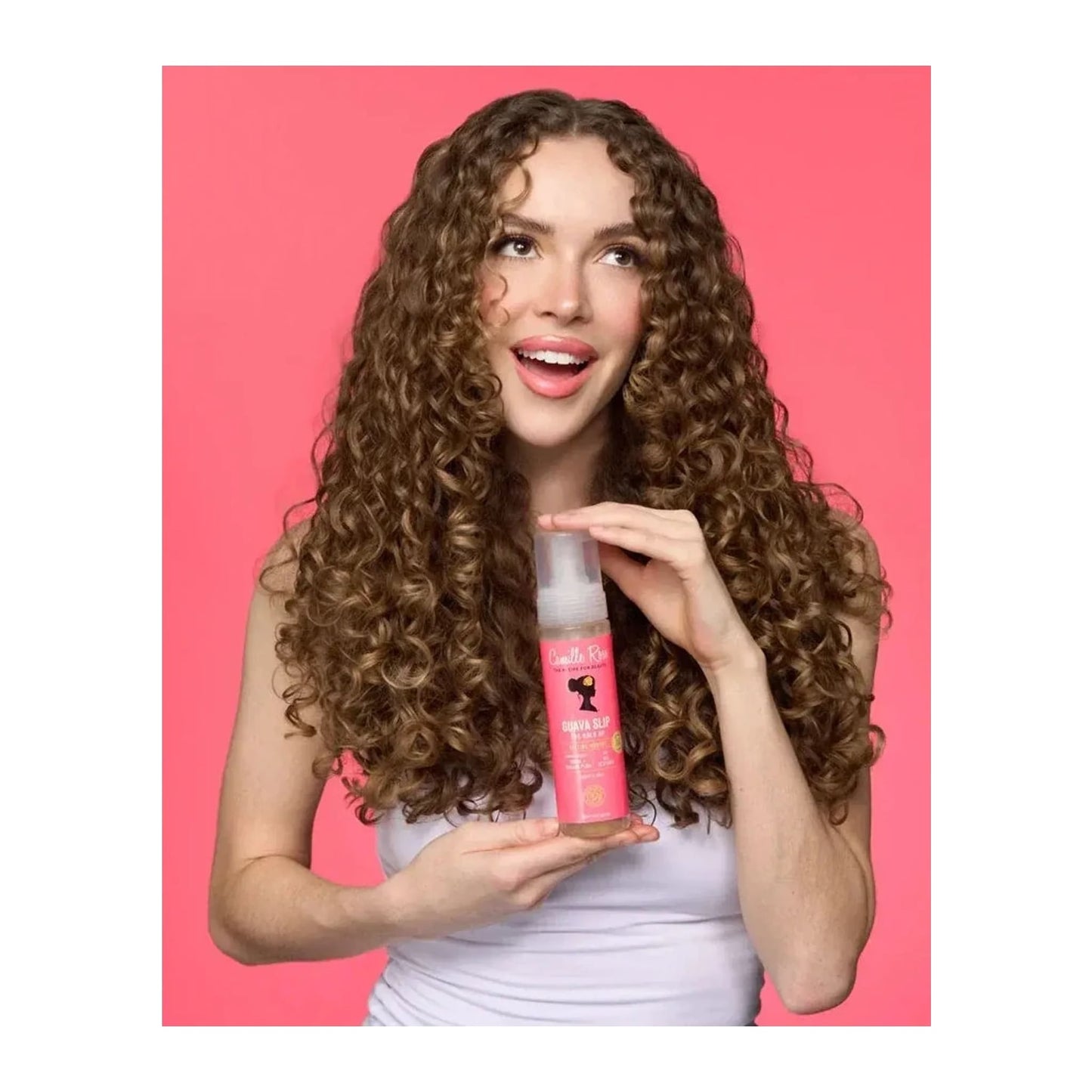 Camille Rose Guava Slip The Hold Up Setting Mousse 7oz curl-defining foam for curly and coily hair