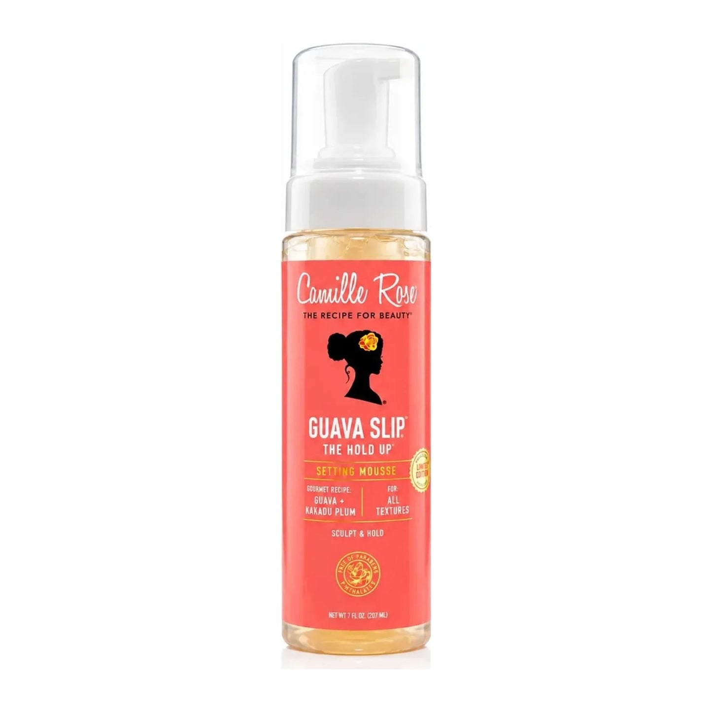 Camille Rose Guava Slip The Hold Up Setting Mousse 7oz curl-defining foam for curly and coily hair