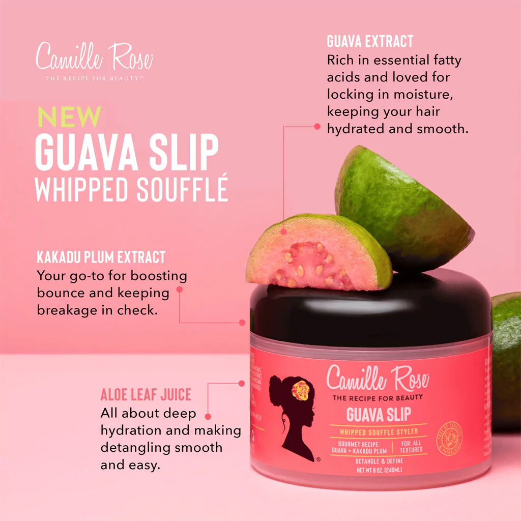 Camille Rose Guava Slip Whipped Souffle 8oz curl styling gel jar
