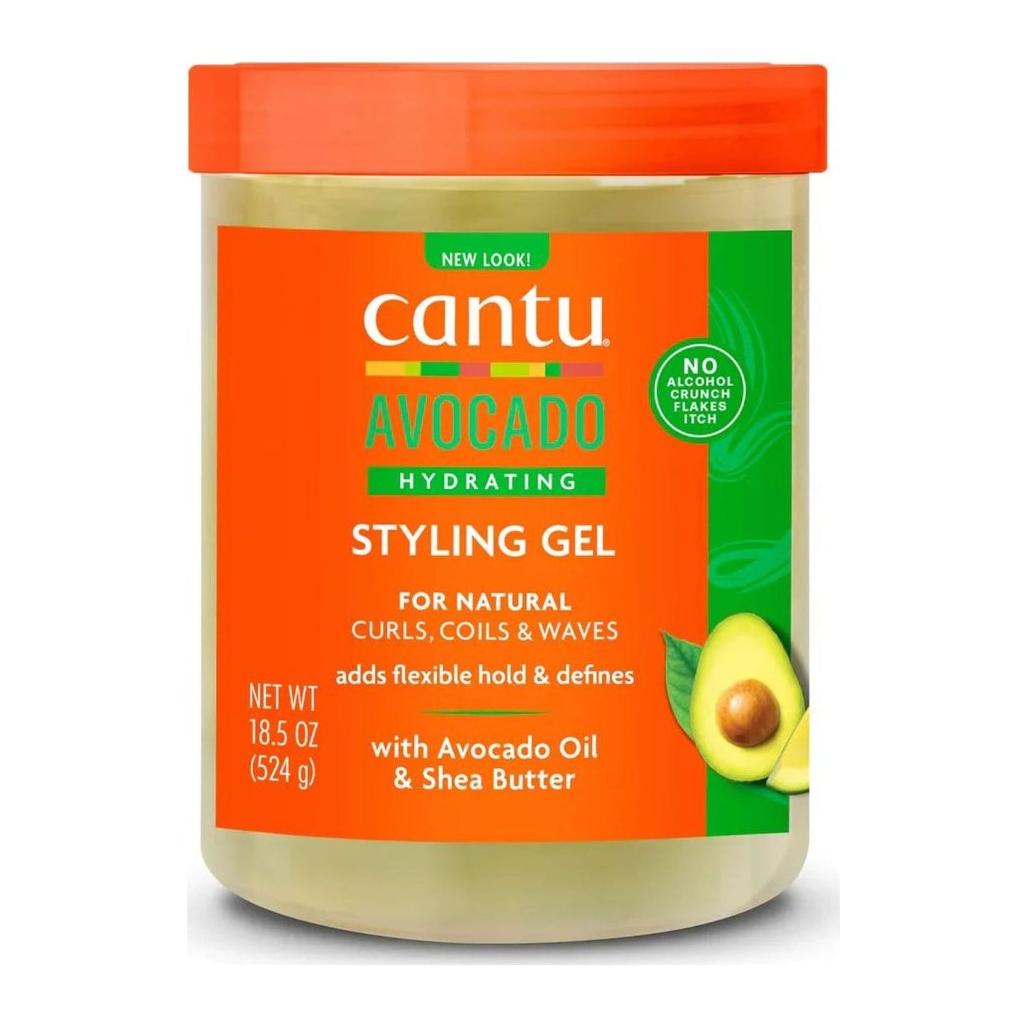 Cantu Avocado Hydrating Styling Gel 524g tub with avocado oil and shea butter