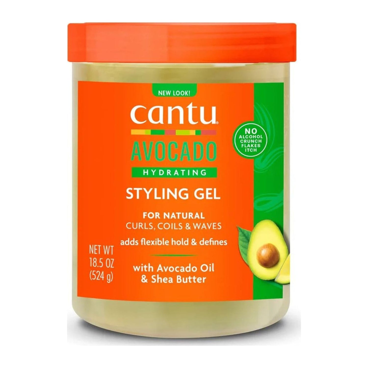 Cantu Avocado Hydrating Styling Gel 524g tub with avocado oil and shea butter