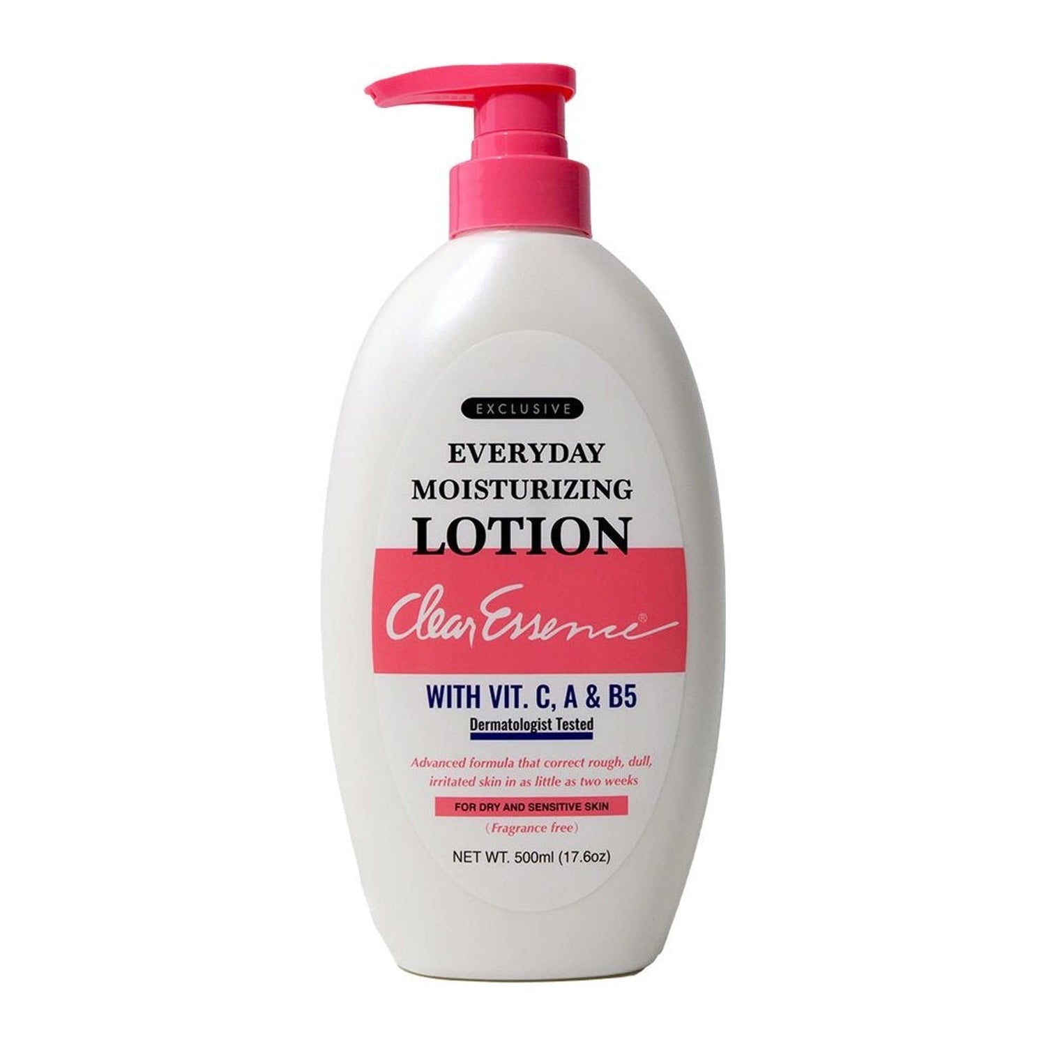 Clear Essence Everyday Moisturising Lotion 17.6oz fragrance-free body lotion bottle