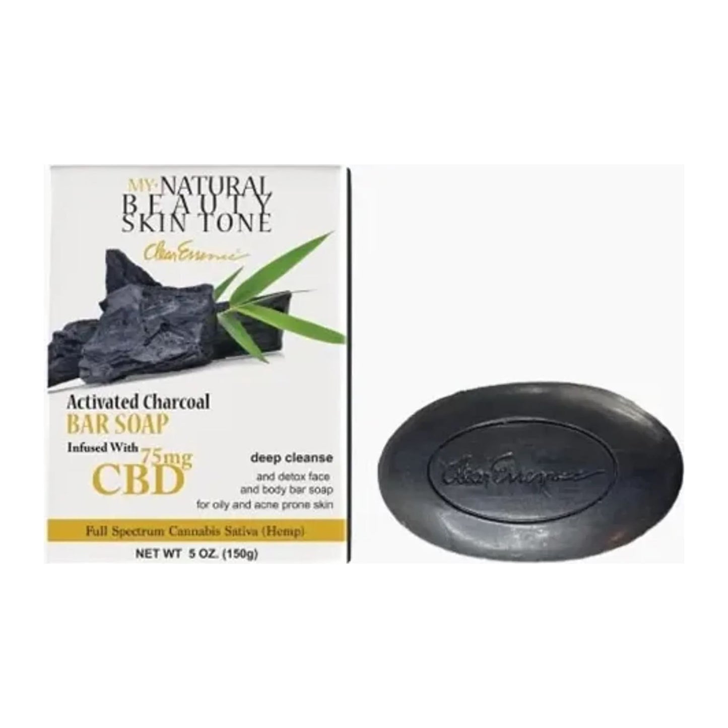Clear Essence My Natural Beauty Activated Charcoal Bar Soap 150g with hemp extract