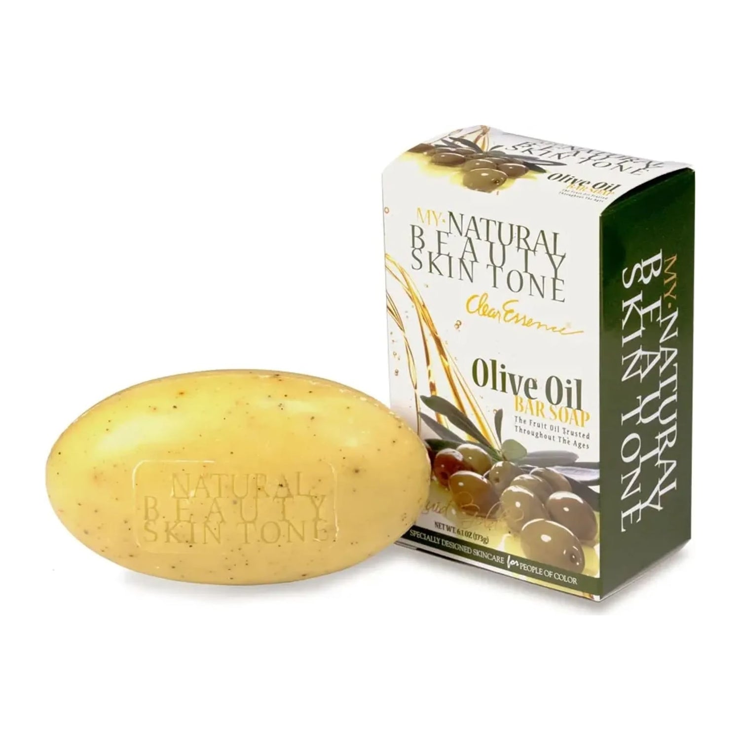 Clear Essence My Natural Beauty Skin Tone Olive Oil Soap bar in its retail packaging