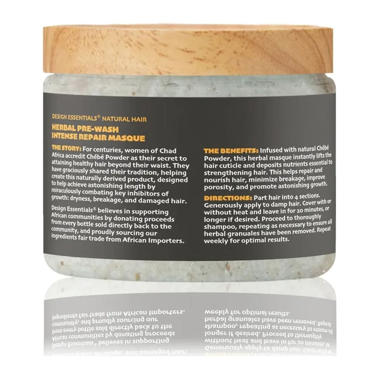Design Essentials African Chebe Herbal Pre-Wash Intense Repair Masque 306g tub for dry brittle natural hair
