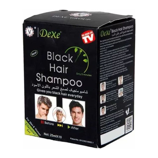 Dexe Black Hair Shampoo 400ml bottle, instant black hair dye for men and women