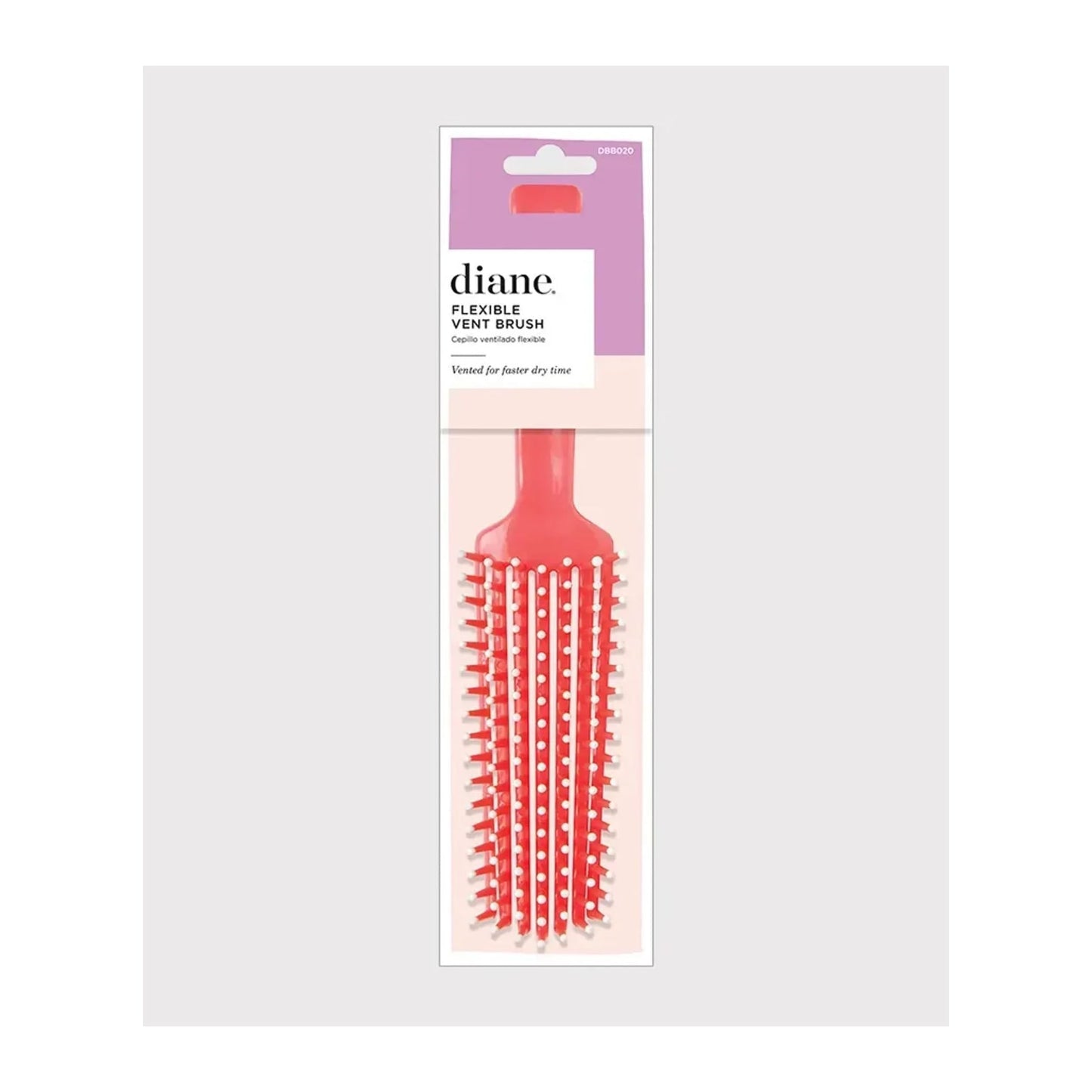 Diane Flexible Vent Brush in Coral with ball-tipped pins and grooved handle, item DBB020
