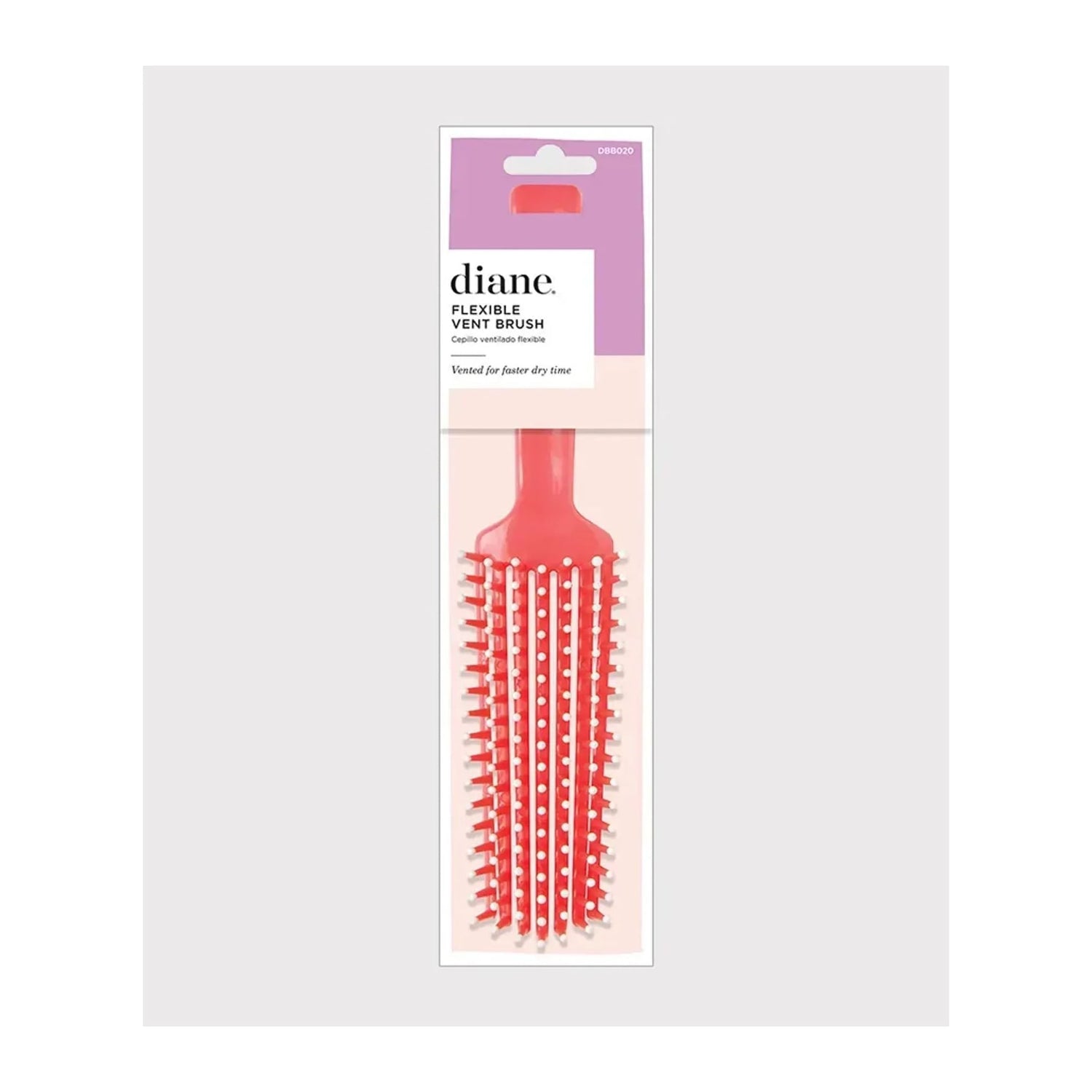 Diane Flexible Vent Brush in Coral with ball-tipped pins and grooved handle, item DBB020