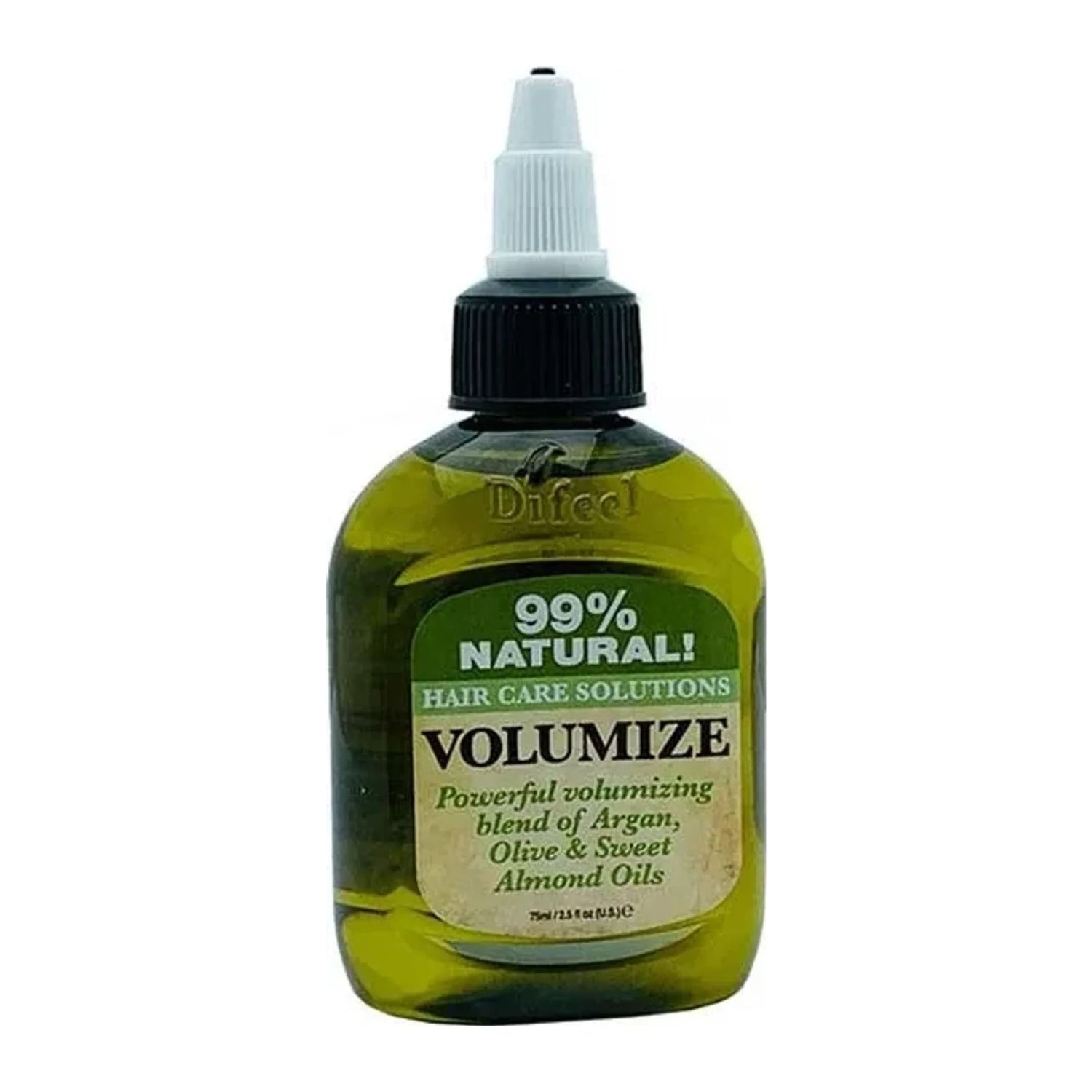 Difeel 99% Natural Volumize Hair Oil 7.1oz bottle with argan, olive and sweet almond oils