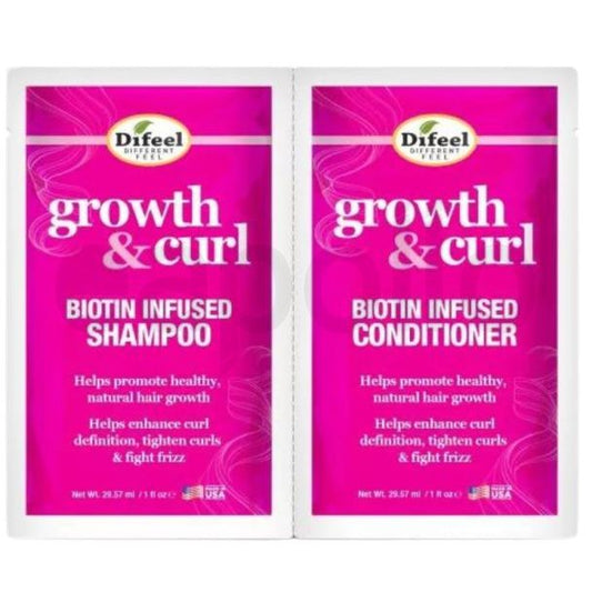 Difeel Growth & Curl Biotin Infused Shampoo and Conditioner - Dual Sachet Set 29.57ml