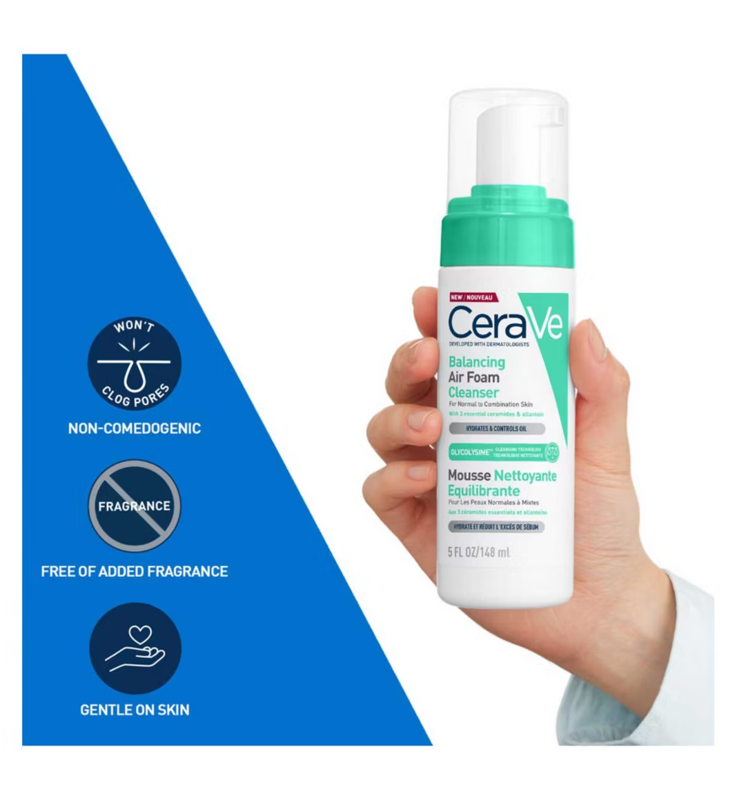 CeraVe Balancing Air Foam Foaming Facial Cleanser for Normal to Combination Skin 148ml