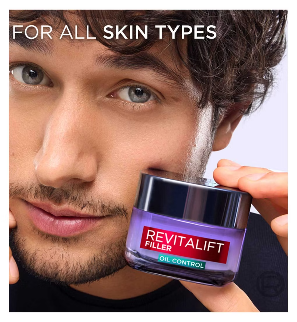 L'Oréal Paris Revitalift Filler 8H Oil Control Hyaluronic Gel Cream Instantly Replumps & Actively Regulate Sebum 50ml