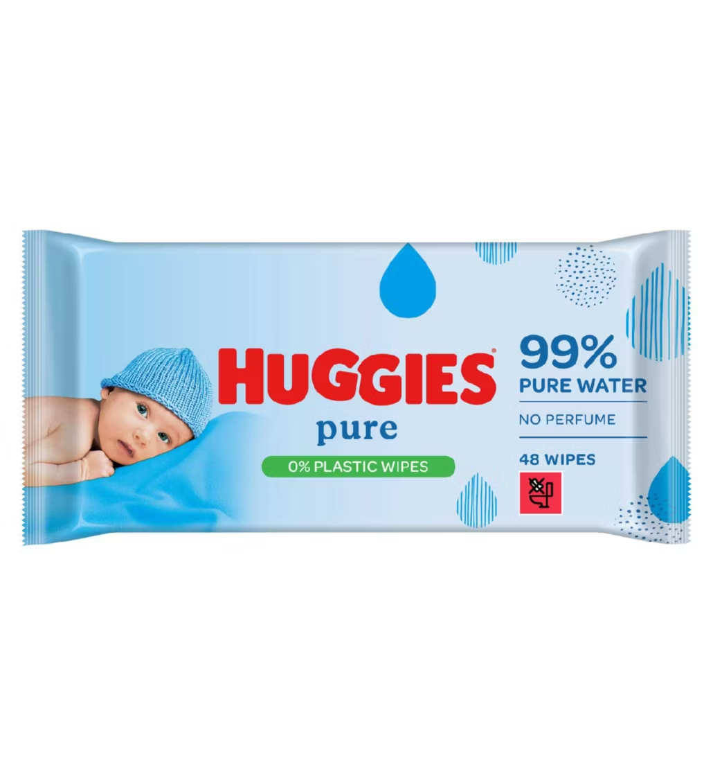 Huggies Pure Baby Wipes 0% Plastic 48s Single Pack