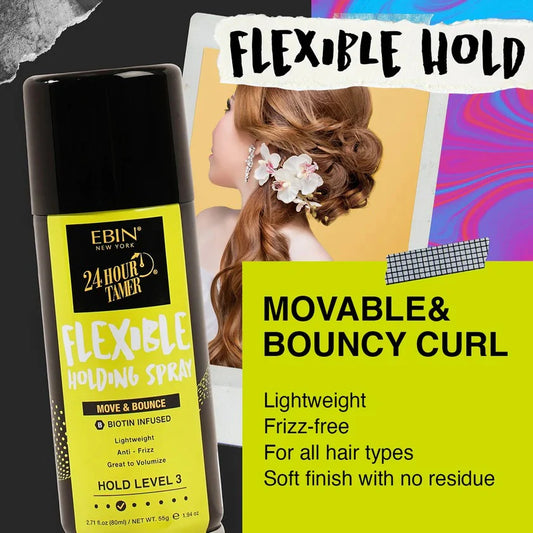 Ebin Move & Bounce Holding Spray - styled hair lifestyle | CC Hair and Beauty Leeds