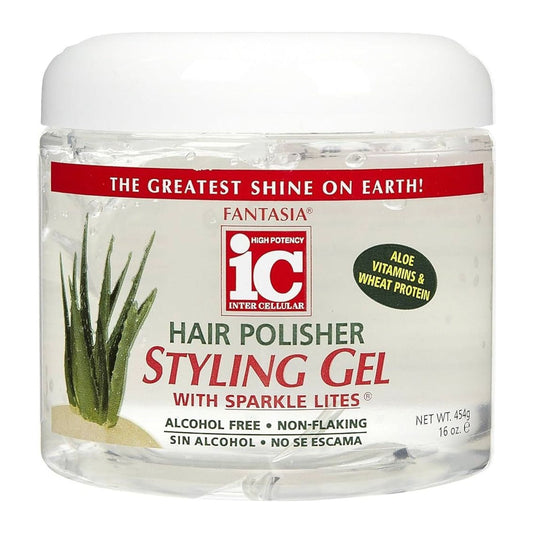 IC Fantasia Hair Polisher Styling Gel with Sparkle Lites 454g jar