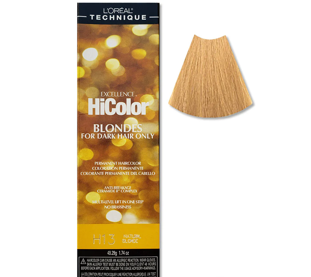 L'Oreal HiColor hair color packaging for dark hair on a white background