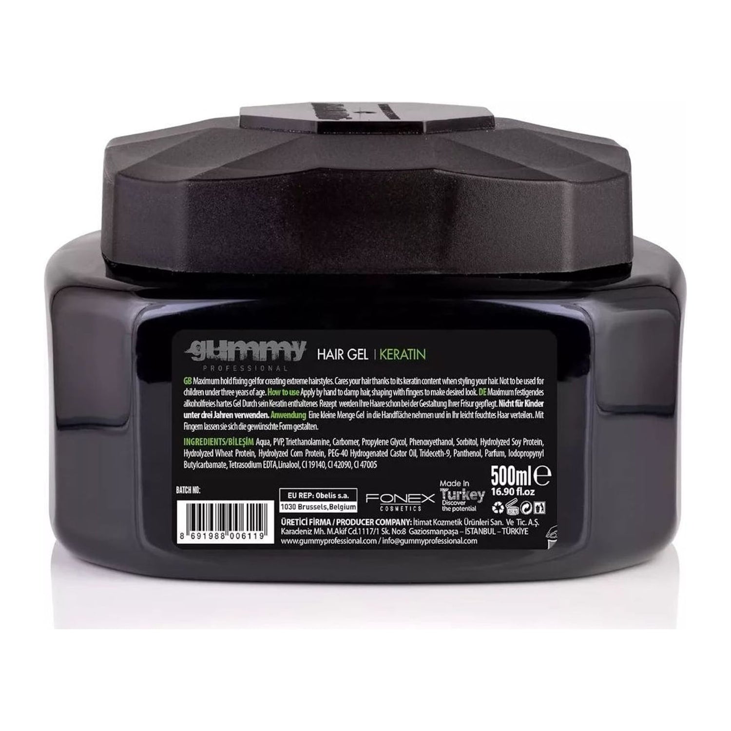 Gummy Professional Keratin Hair Gel Wax 500ml with strawberry scent and maximum hold