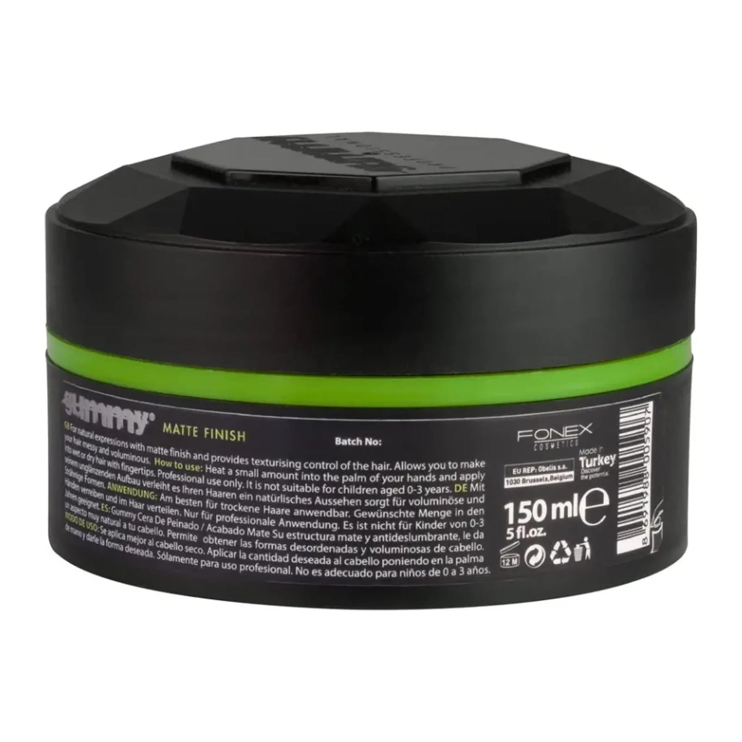 Gummy Professional Styling Wax Matte Finish 150ml tub for firm hold and a natural matte look