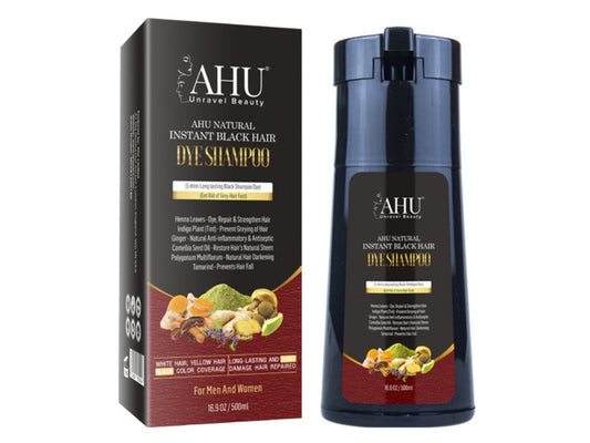 Ahu Natural Instant Black Hair Dye Shampoo 500ml