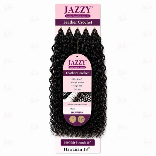 JAZZY Feather Crochet Hair Brazilian Human Hair Blend Crochet - Hawaiian 18"