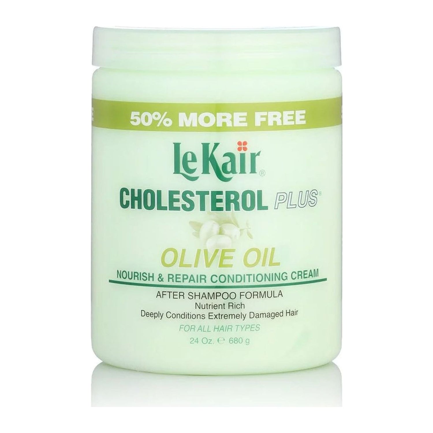 Lekair Cholesterol Plus Olive Oil Conditioning Cream 680g tub for dry, damaged hair